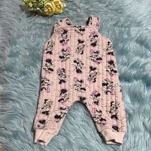 Disney Baby Minnie Mouse Quilted Overalls Pink sz 3/6M
